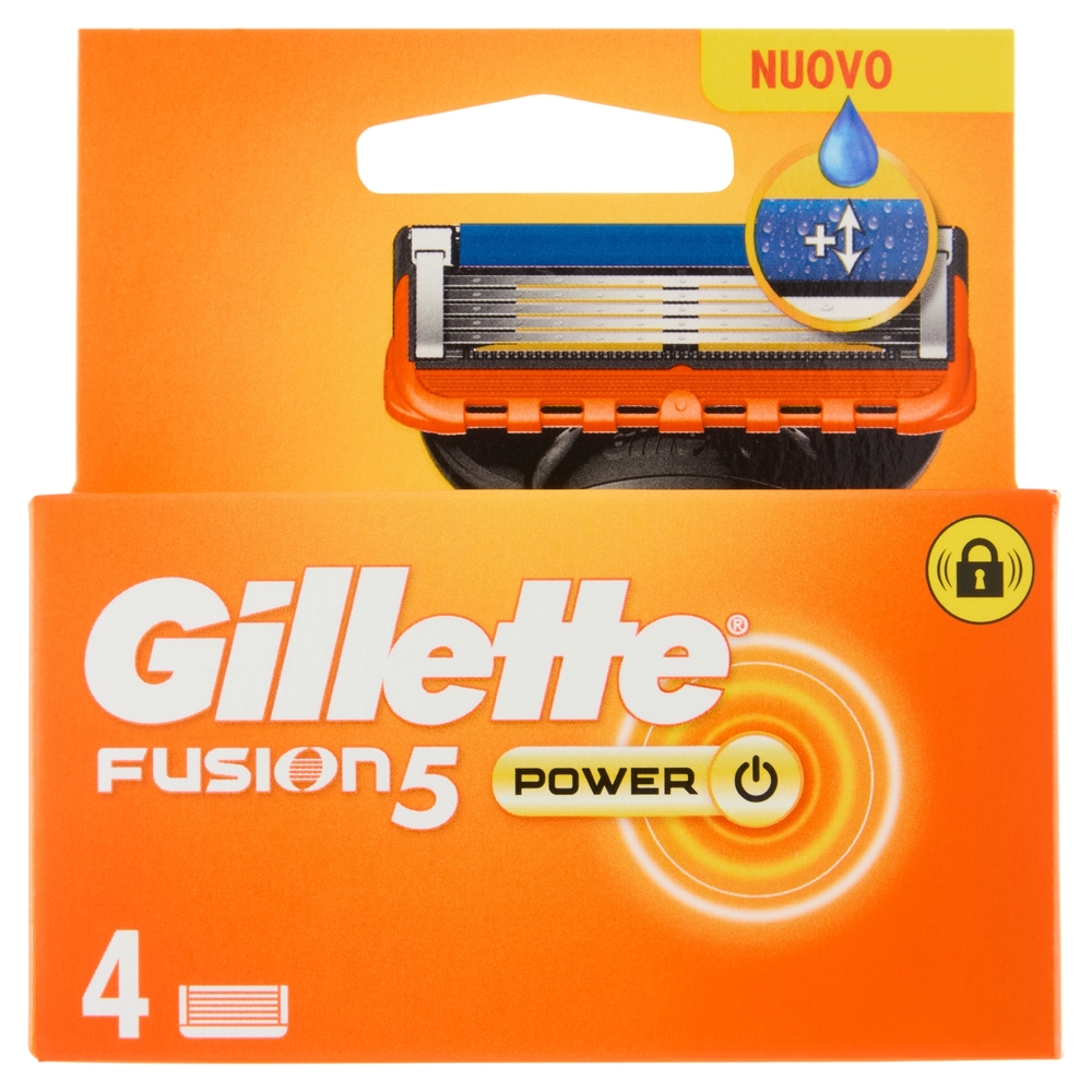 Gillette Lamette Rasoi Uomo Fusion5 Power per Rasoio a 5 Lame, Confezione da 4 Lamette Barba